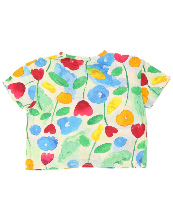 Tricou cu grafic crop ZARA pentru femei Top UK 10 Mic Multicolor Floral