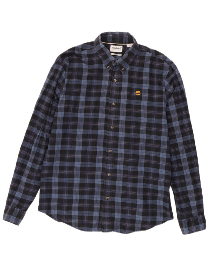 Cămașă Timberland pentru bărbați, cu formă regulată, din bumbac cu carouri, albastru bleumarin mediu