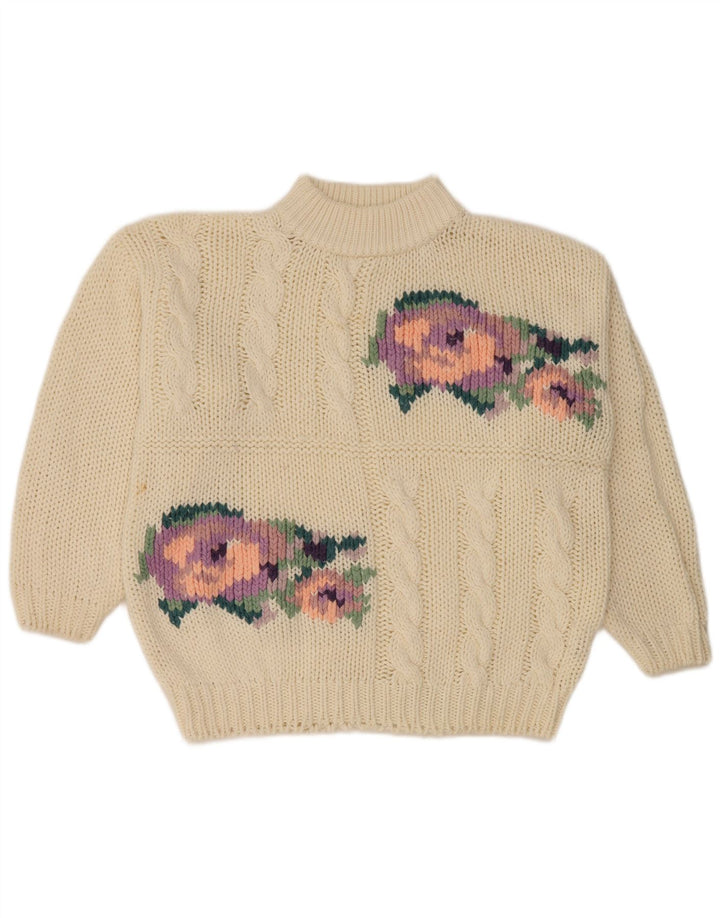 Pulover cu gât țestoasă pentru femei Nicolucchi, mărime unica, alb, floral