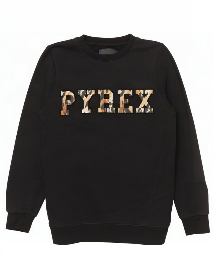 Pulover Pyrex pentru femei, cu grafică, UK 6 XS, bumbac negru