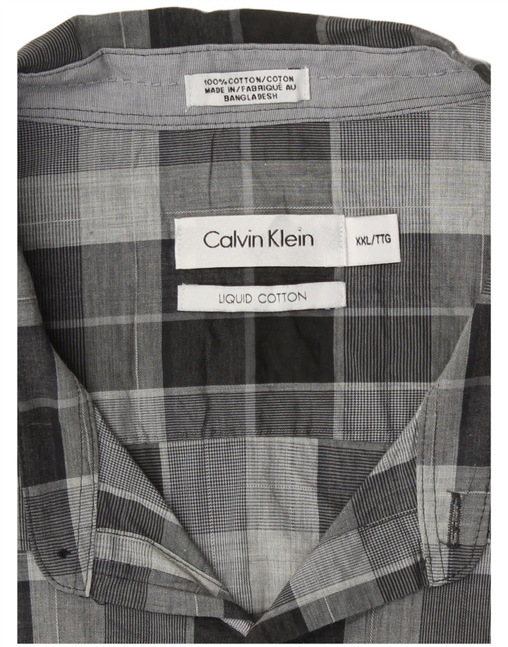 Cămașă pentru bărbați Calvin Klein 2XL, bumbac cu carouri gri