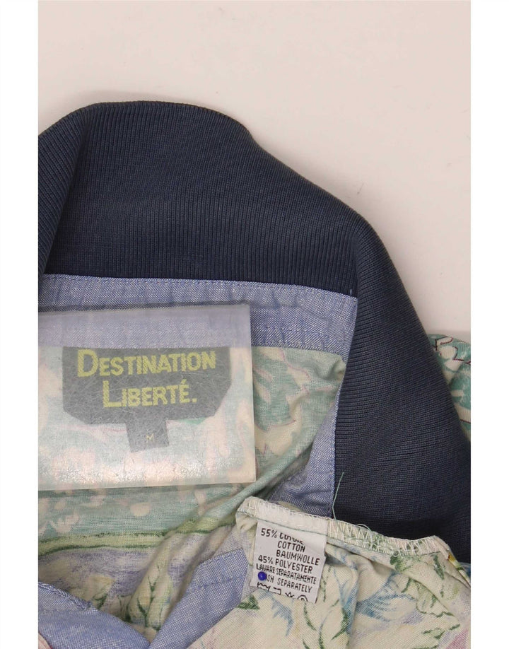 Tricou polo vintage pentru bărbați, bumbac floral verde mediu