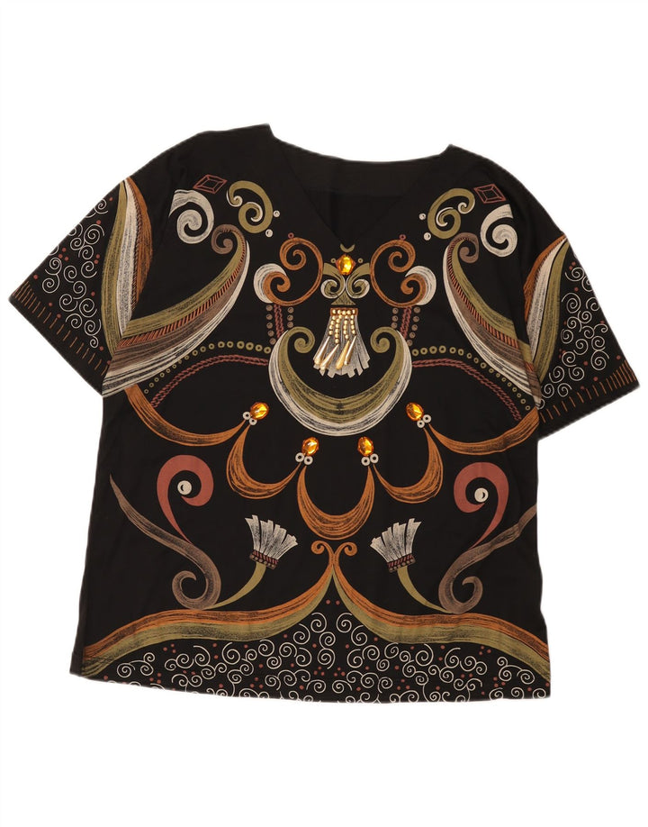 Tricou grafic Vintage pentru femei cu model abstract Top UK 16 Large Black