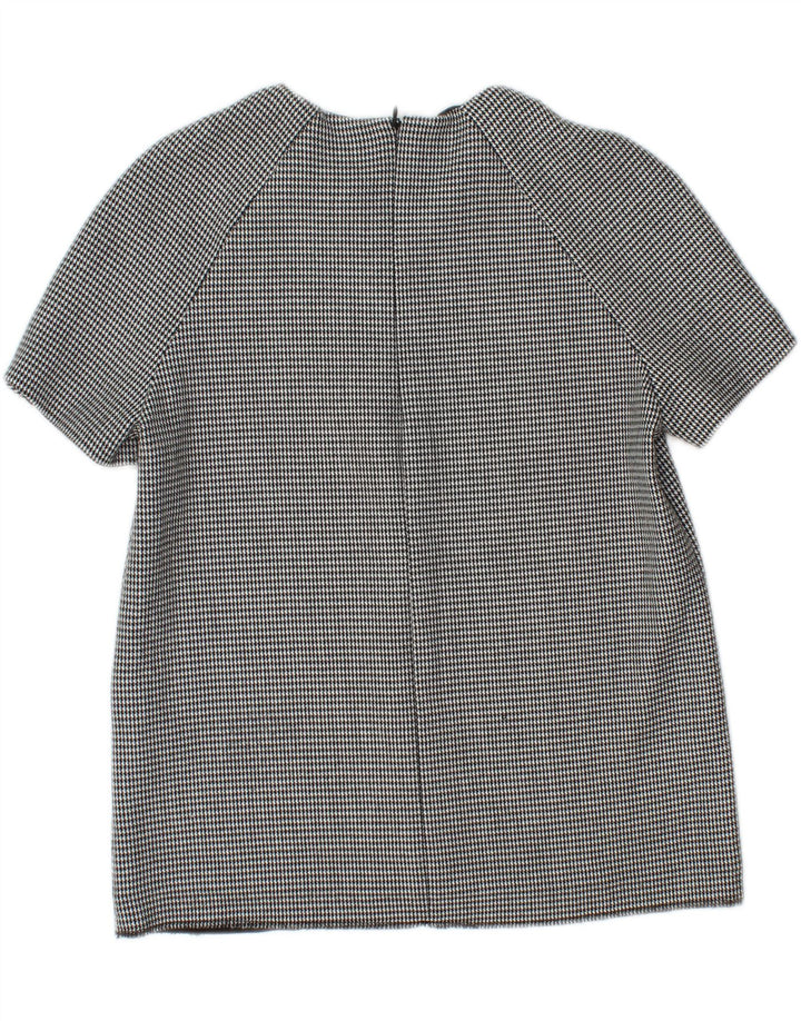 Bluză cămașă cu mânecă scurtă pentru femei Zara UK 12 Medium Gri Houndstooth