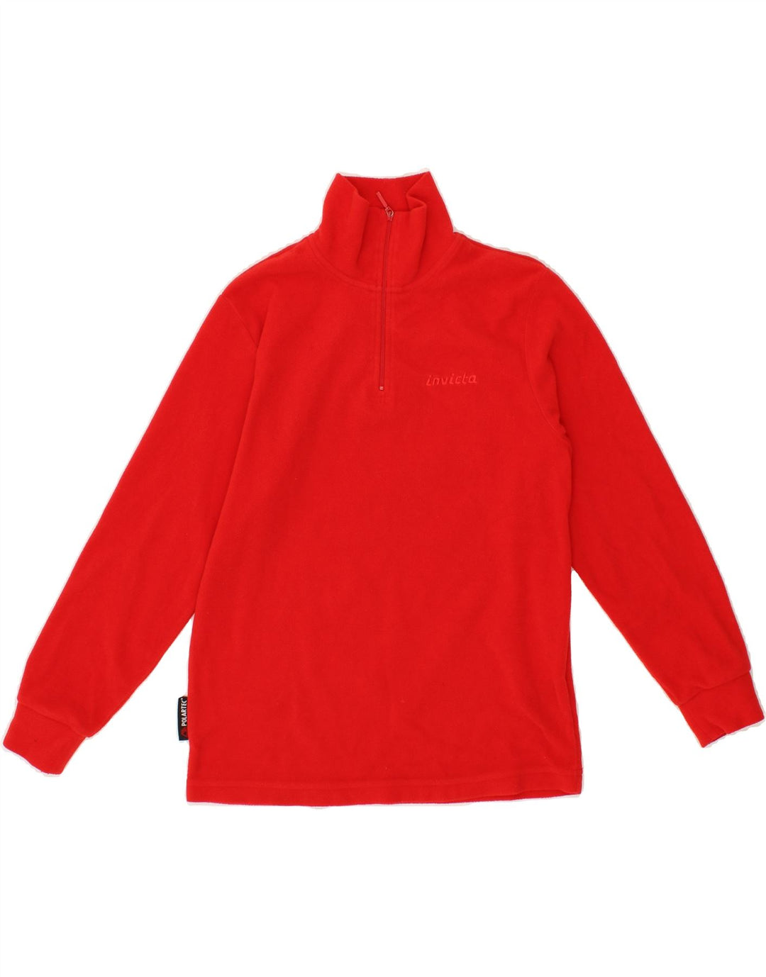 INVICTA Boys Zip Neck Fleece Jumper 9-10 Years Red Polyester Vintage Invicta and Second-Hand Invicta from Messina Hembry 