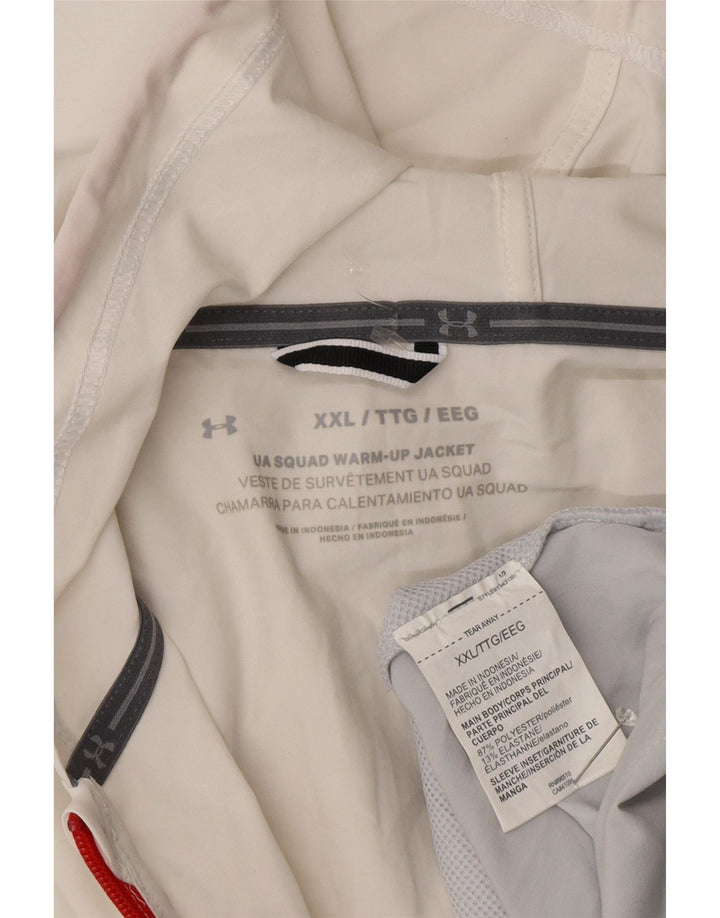 Jachetă de ploaie cu glugă pentru bărbați Under Armour UK 44 2XL, poliester color bloc alb