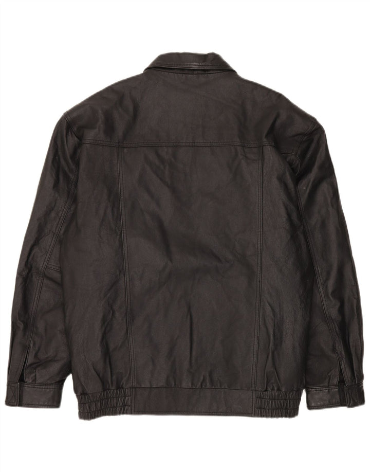 Jachetă de piele vintage pentru bărbați UK 38 Medium Black Leather