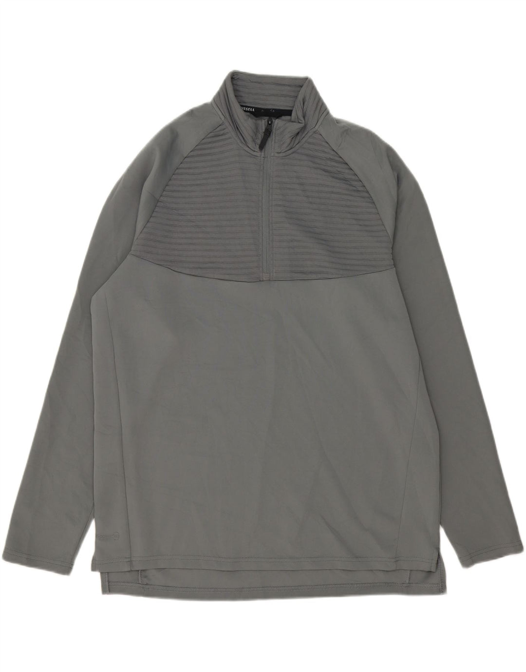 RUSSELL ATHLETIC Mens Zip Neck Pullover Tracksuit Top Large Grey Striped Vintage Russell Athletic and Second-Hand Russell Athletic from Messina Hembry 