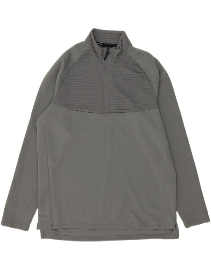 RUSSELL ATHLETIC Mens Zip Neck Pullover Tracksuit Top Large Grey Striped Vintage Russell Athletic and Second-Hand Russell Athletic from Messina Hembry 