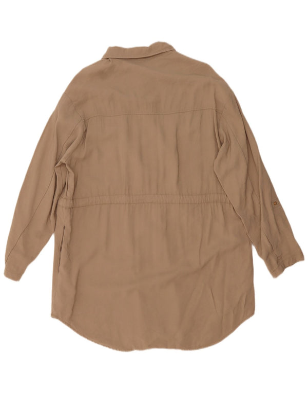 Rochie cămașă supradimensionată pentru femei Zara UK 16 mare, bej, viscoză