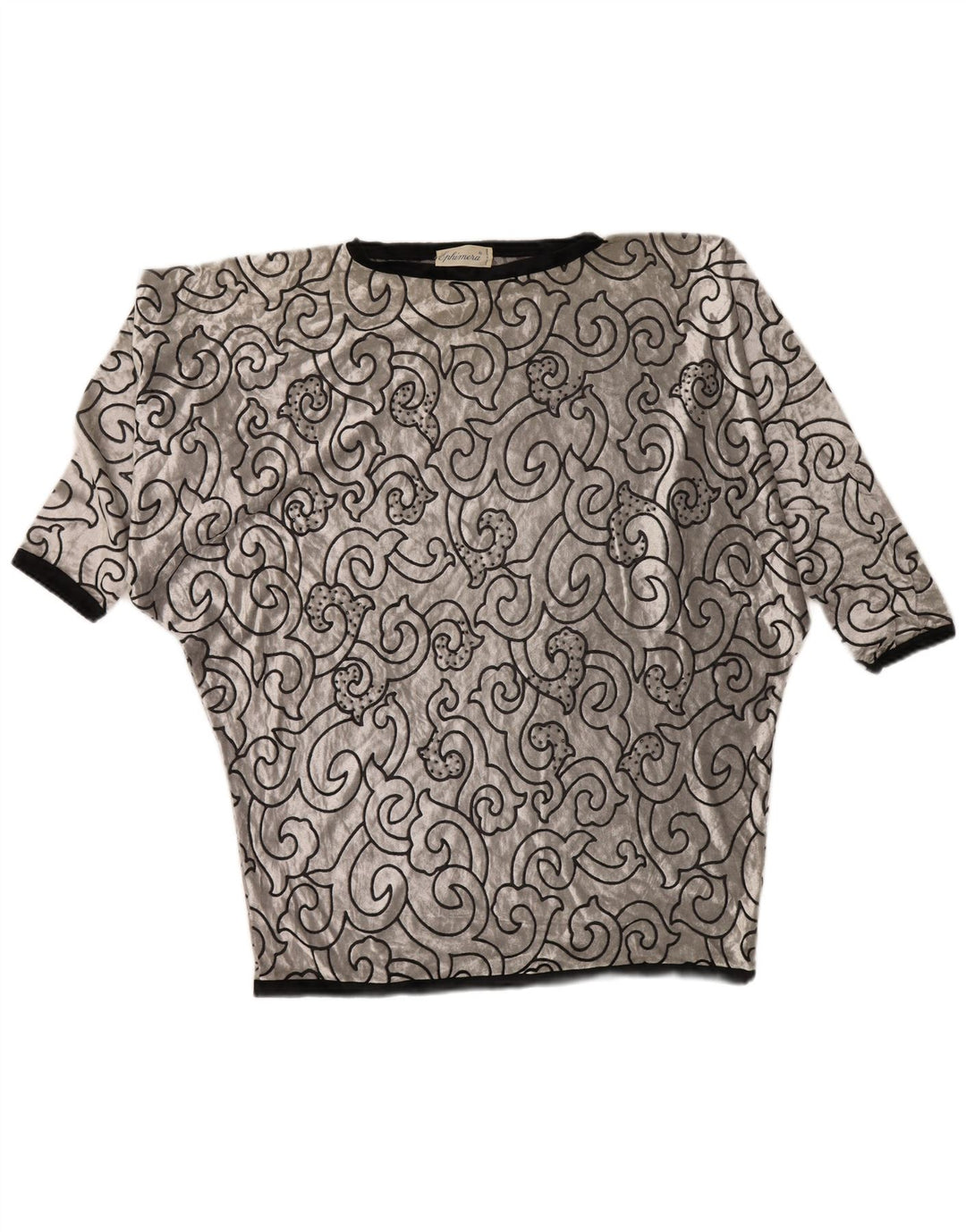 VINTAGE Top cu tunică din catifea liliac pentru femei UK 22 3XL Argintiu, viscoză geometrică