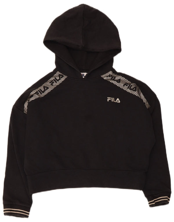 Pulover Fila Fete Crop Graphic Pulover 9-10 Ani Bumbac Negru