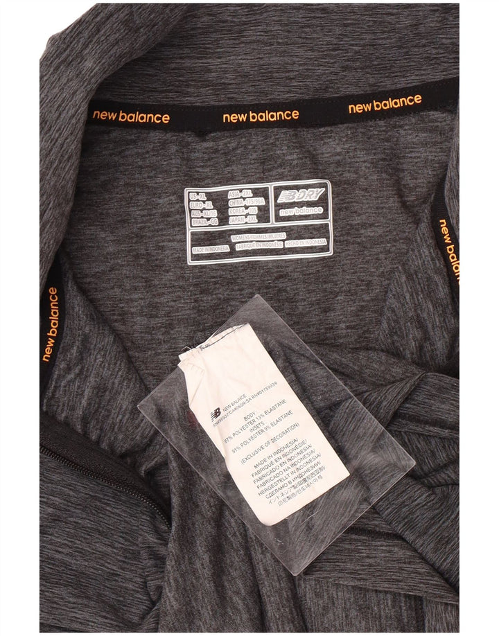 Top de trening NEW BALANCE pentru femei, cu fermoar și gât, cu pulover, UK 18 XL, gri pete