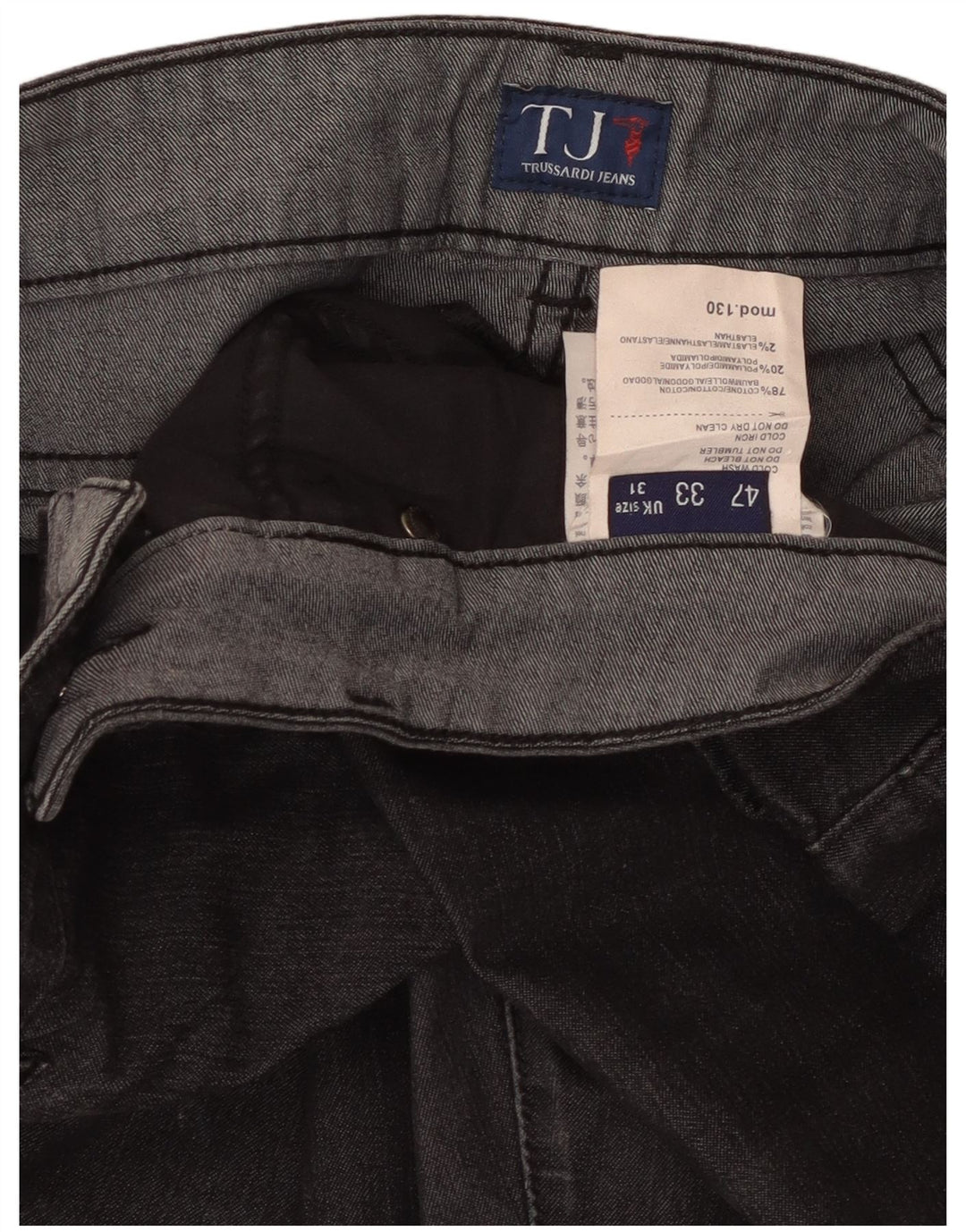 Blugi drepti pentru femei Trussardi W31 L26 bumbac negru