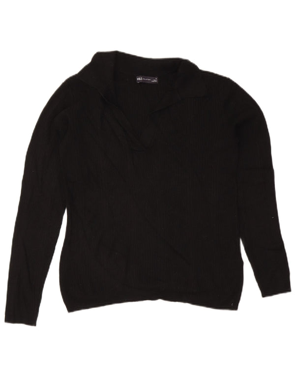 Marks & Spencer Pulover cu gât polo pentru femei UK 12 Medium Black Viscose