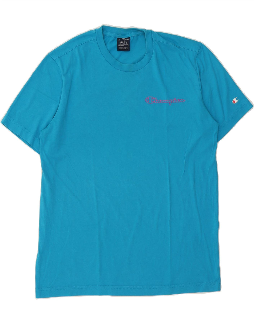 CHAMPION Mens Graphic T-Shirt Top Medium Blue Cotton Vintage Champion and Second-Hand Champion from Messina Hembry 