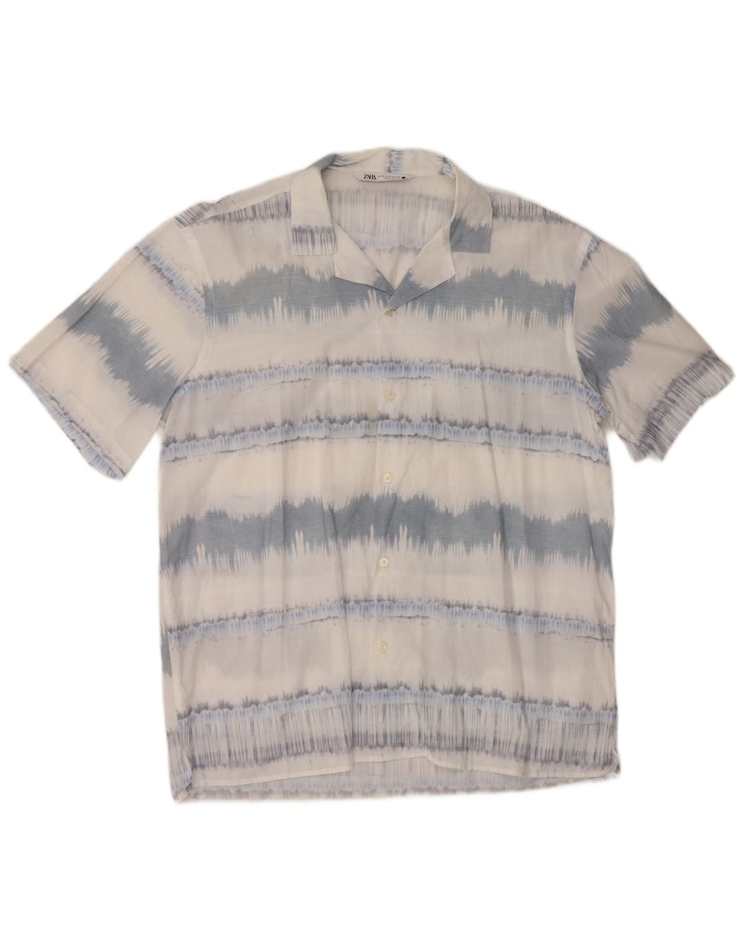 Cămașă cu mânecă scurtă ZARA pentru bărbați, bumbac cu dungi XL albastre