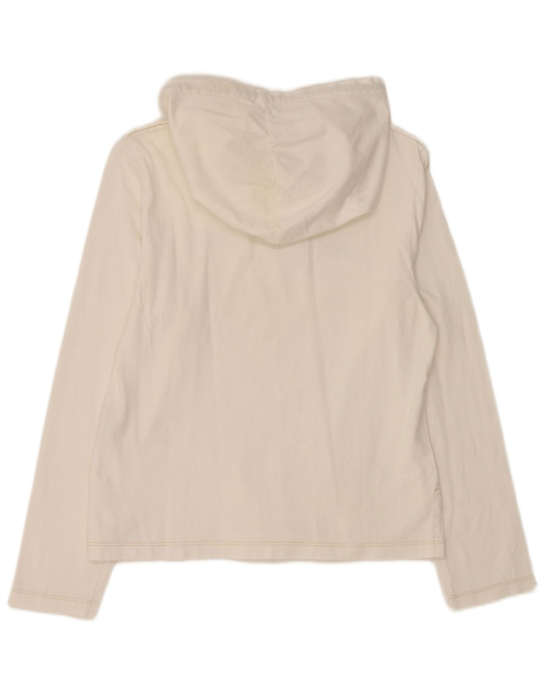 REPLAY Top grafic cu glugă pentru femei cu mânecă lungă UK 14, mare, alb, bumbac