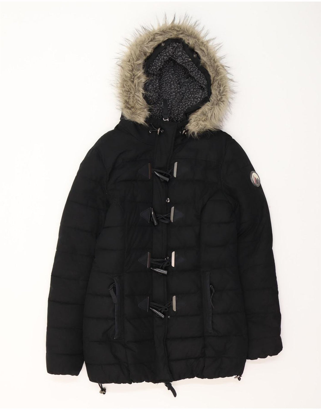 SUPERDRY Jachetă căptușită cu glugă pentru femei UK 12 Poliester mediu negru