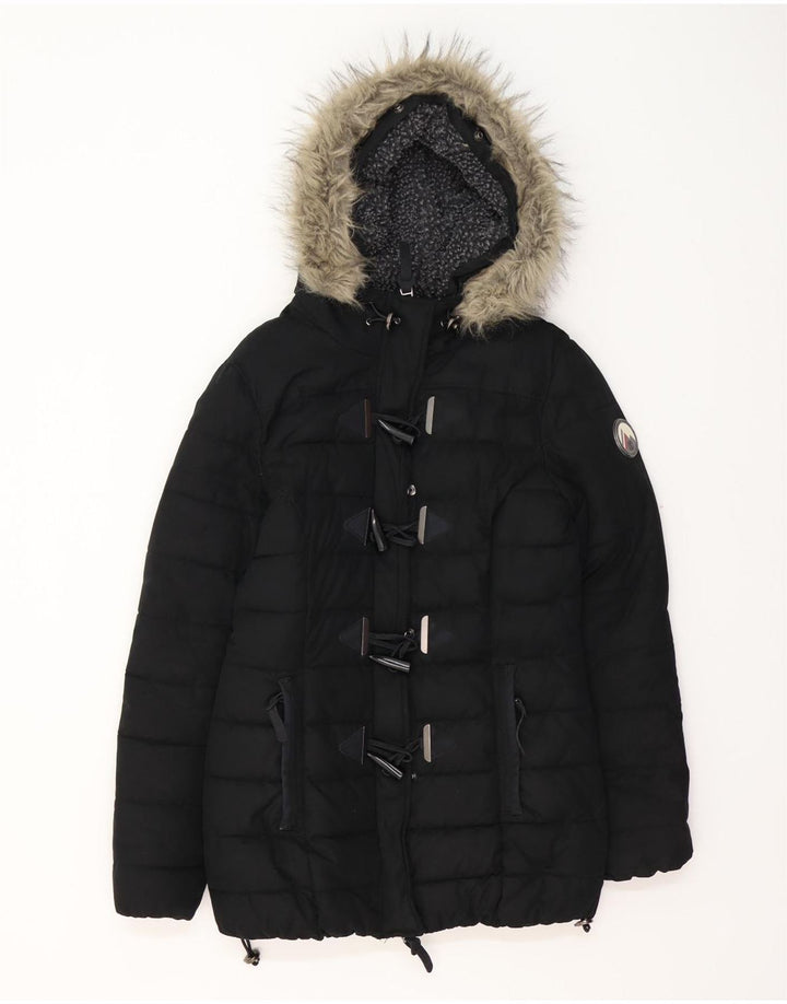 SUPERDRY Jachetă căptușită cu glugă pentru femei UK 12 Poliester mediu negru