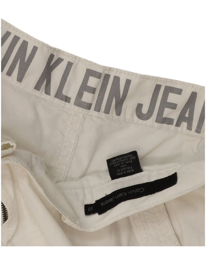 Pantaloni scurți cargo Calvin Klein pentru bărbați W33, bumbac alb mediu