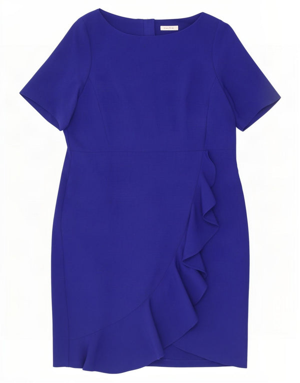 Rochie pentru femei Marks & Spencer Per Una cu volane în față, UK 20 2XL Albastru