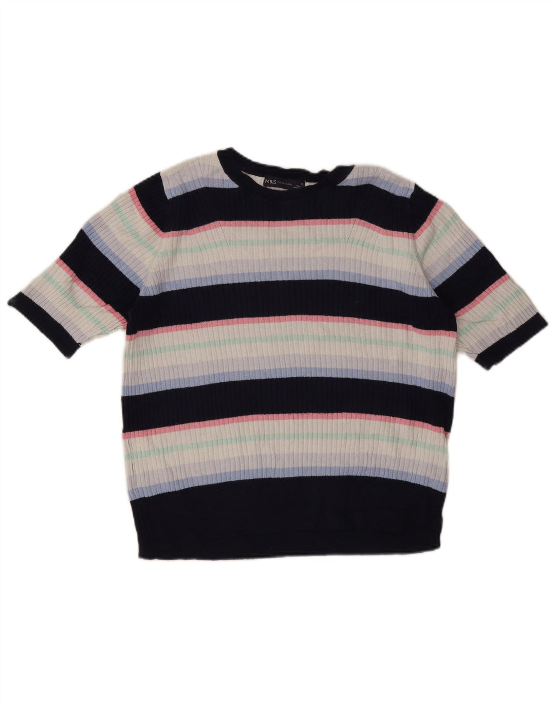 Tricou pentru femei Marks & Spencer Top UK 16 mare, cu dungi multicolore