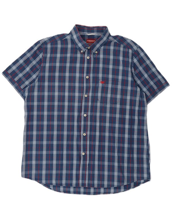 Cămașă pentru bărbați Carrera cu mânecă scurtă, cu ajustare normală, 2XL, bumbac cu carouri albastre
