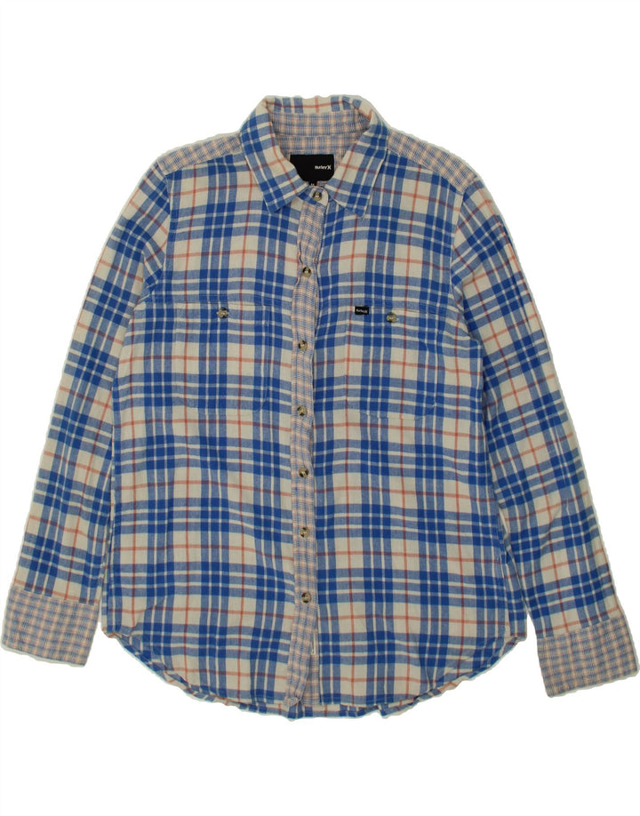 HURLEY Womens Shirt UK 14 Medium Blue Check Cotton Vintage Hurley and Second-Hand Hurley from Messina Hembry 