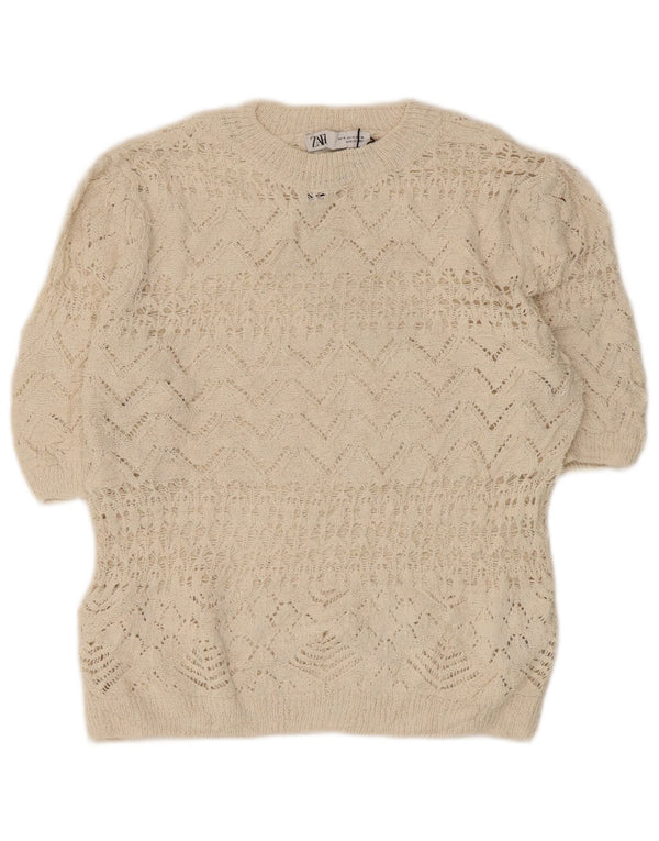 Bluză Crochet Crochet pentru Damă Zara UK 12 Poliester alb mediu