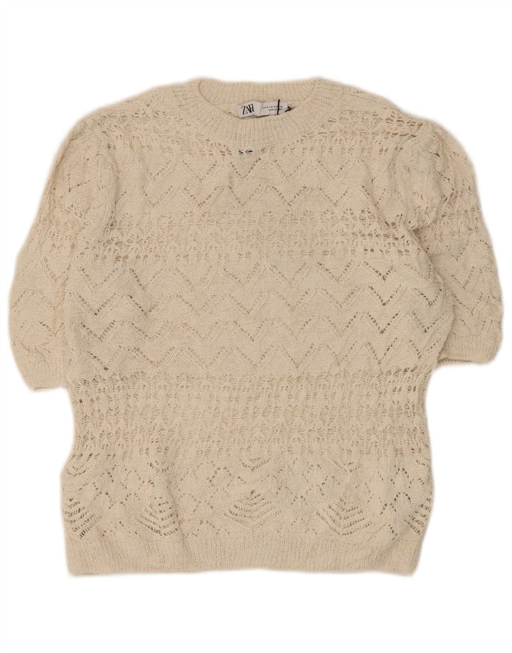 Bluză Crochet Crochet pentru Damă Zara UK 12 Poliester alb mediu