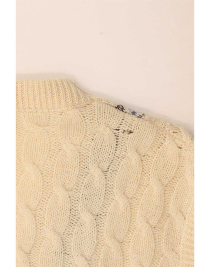 Vestă Vintage pentru bărbați, mare, alb, din lână Fair Isle