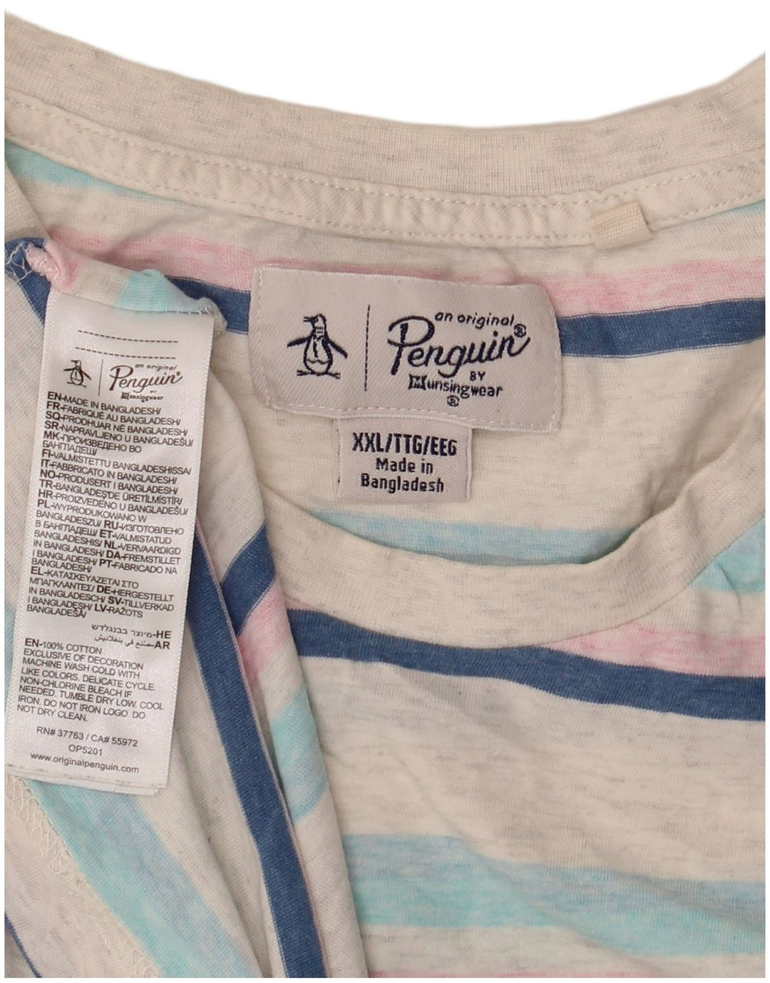 Tricou pentru bărbați Penguin Top 2XL Bumbac cu dungi albe