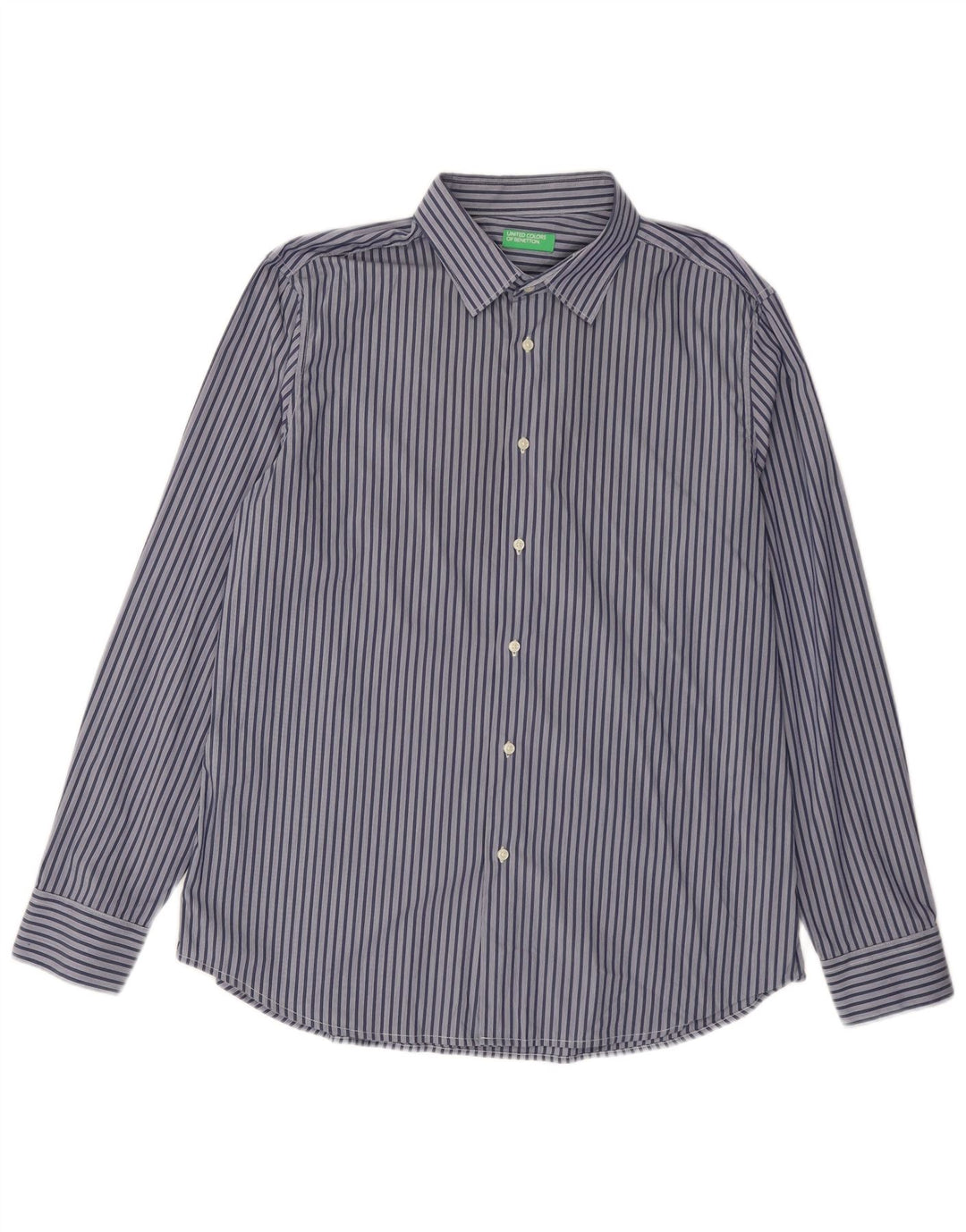 Cămașă pentru bărbați Benetton 2XL, bumbac cu dungi, albastru bleumarin