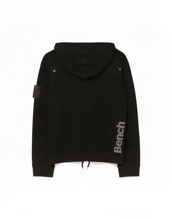 Pulover pentru damă Bench, cu grafică, cu gâtul cu nasturi, cu glugă, UK 14 Medium Negru