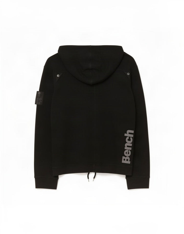 Pulover pentru damă Bench, cu grafică, cu gâtul cu nasturi, cu glugă, UK 14 Medium Negru