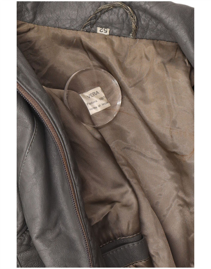 Geaca de piele vintage pentru barbati IT 52 XL din piele gri