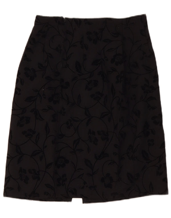 Fustă A-Line Vintage pentru femei UK 10 Small W28 Negru Floral Poliester
