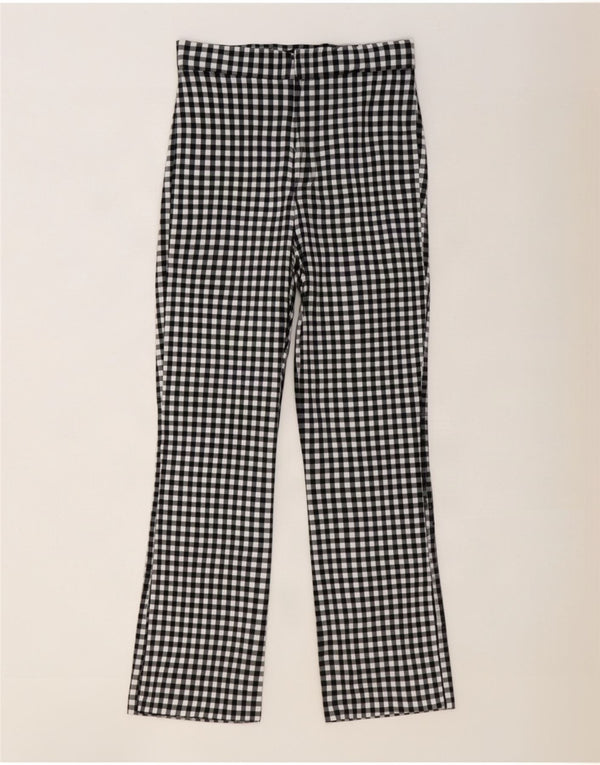 Pantaloni casual pentru femei Bootcut Zara Mari L30 L27 Negru Gingham