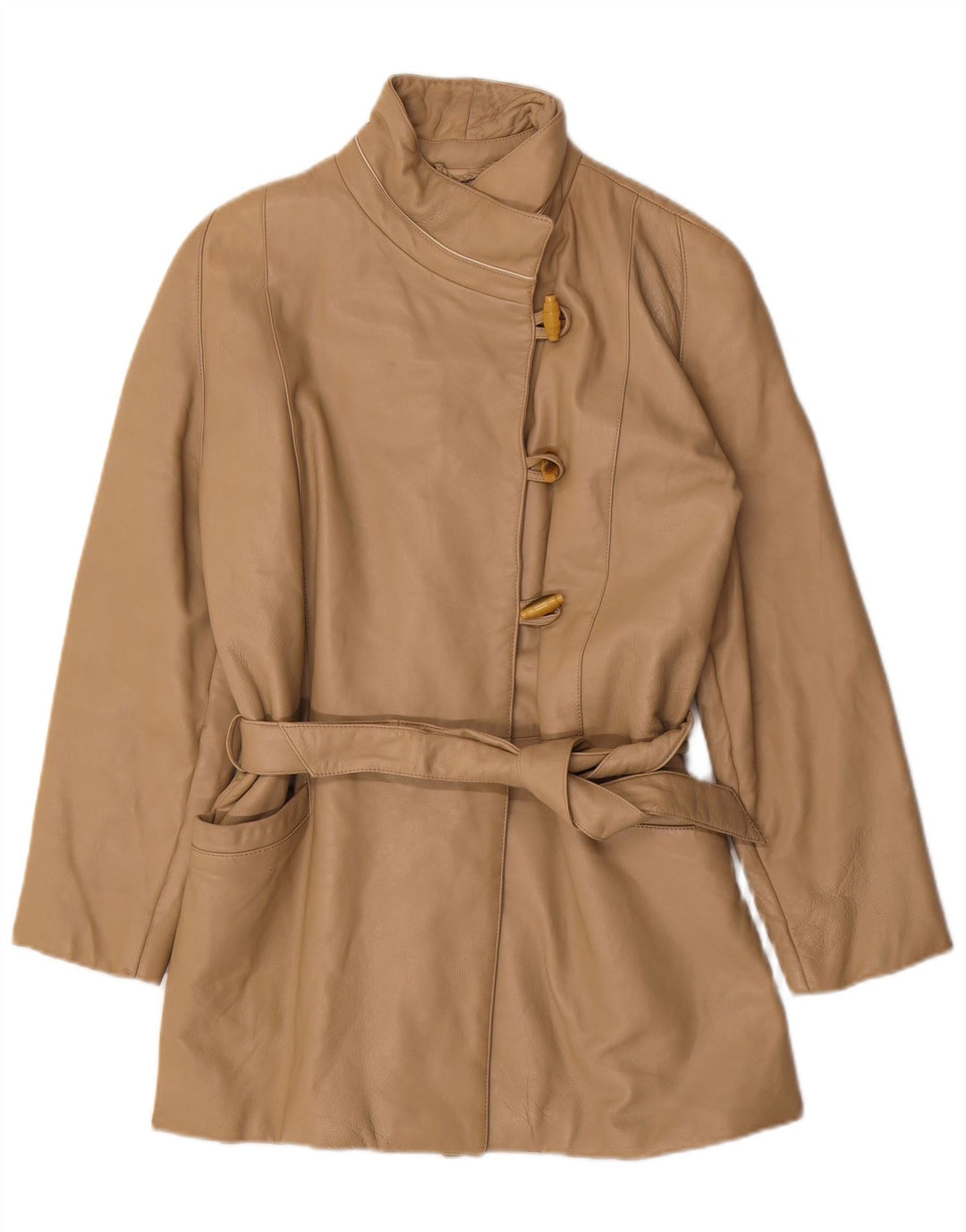 Palton de piele vintage pentru femei UK 12 Bej mediu