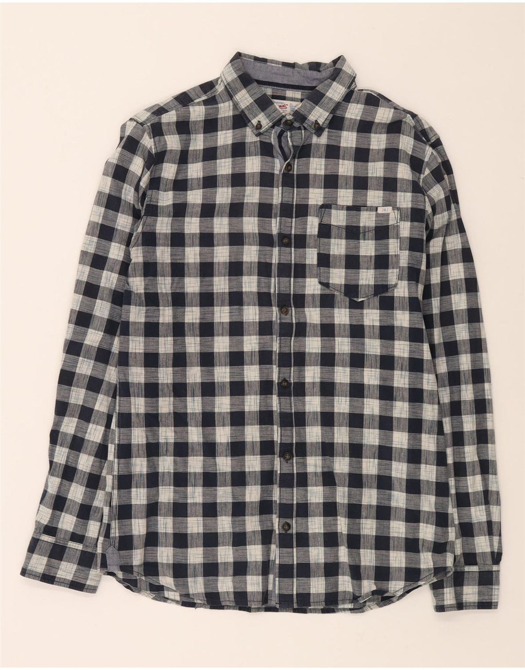 JACK & JONES Mens Flannel Shirt Large Navy Blue Check Vintage Jack & Jones and Second-Hand Jack & Jones from Messina Hembry 