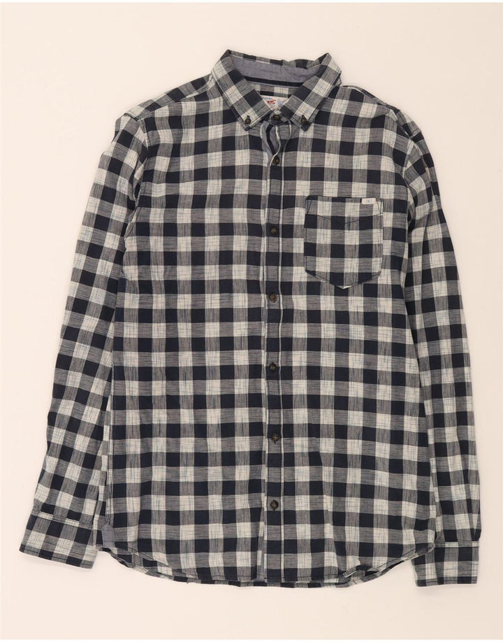 JACK & JONES Mens Flannel Shirt Large Navy Blue Check Vintage Jack & Jones and Second-Hand Jack & Jones from Messina Hembry 