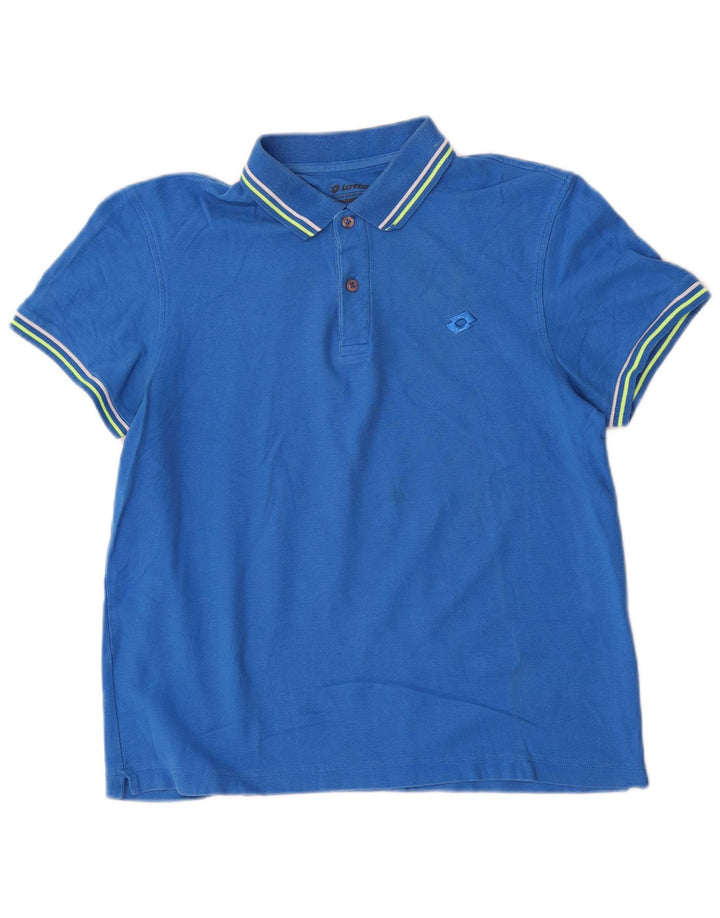 Tricou polo pentru bărbați Lotto, bumbac cu dungi albastre