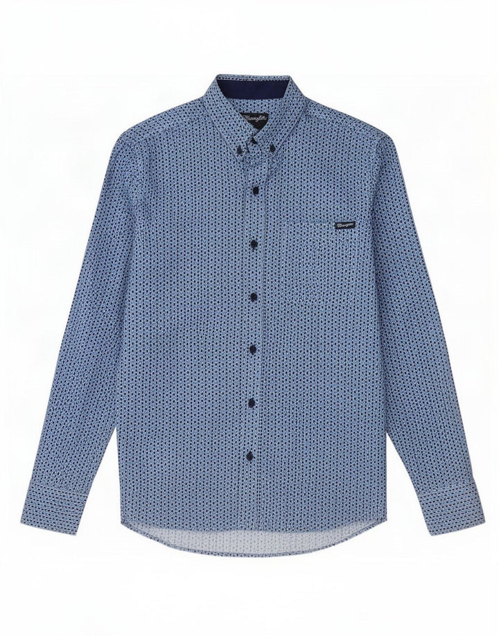 Cămașă pentru bărbați Wrangler, bumbac geometric, albastru mic