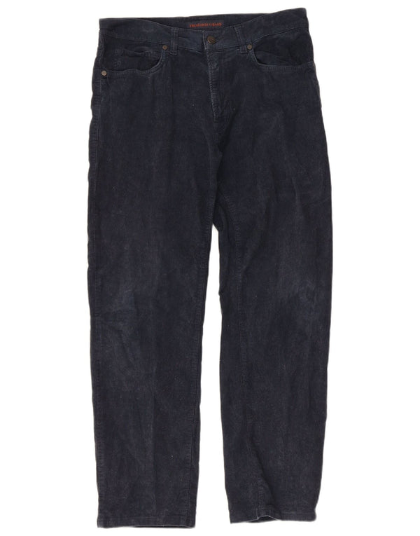 Trussardi Pantaloni drepti din velur pentru bărbați L34 L28 Bumbac bleumarin