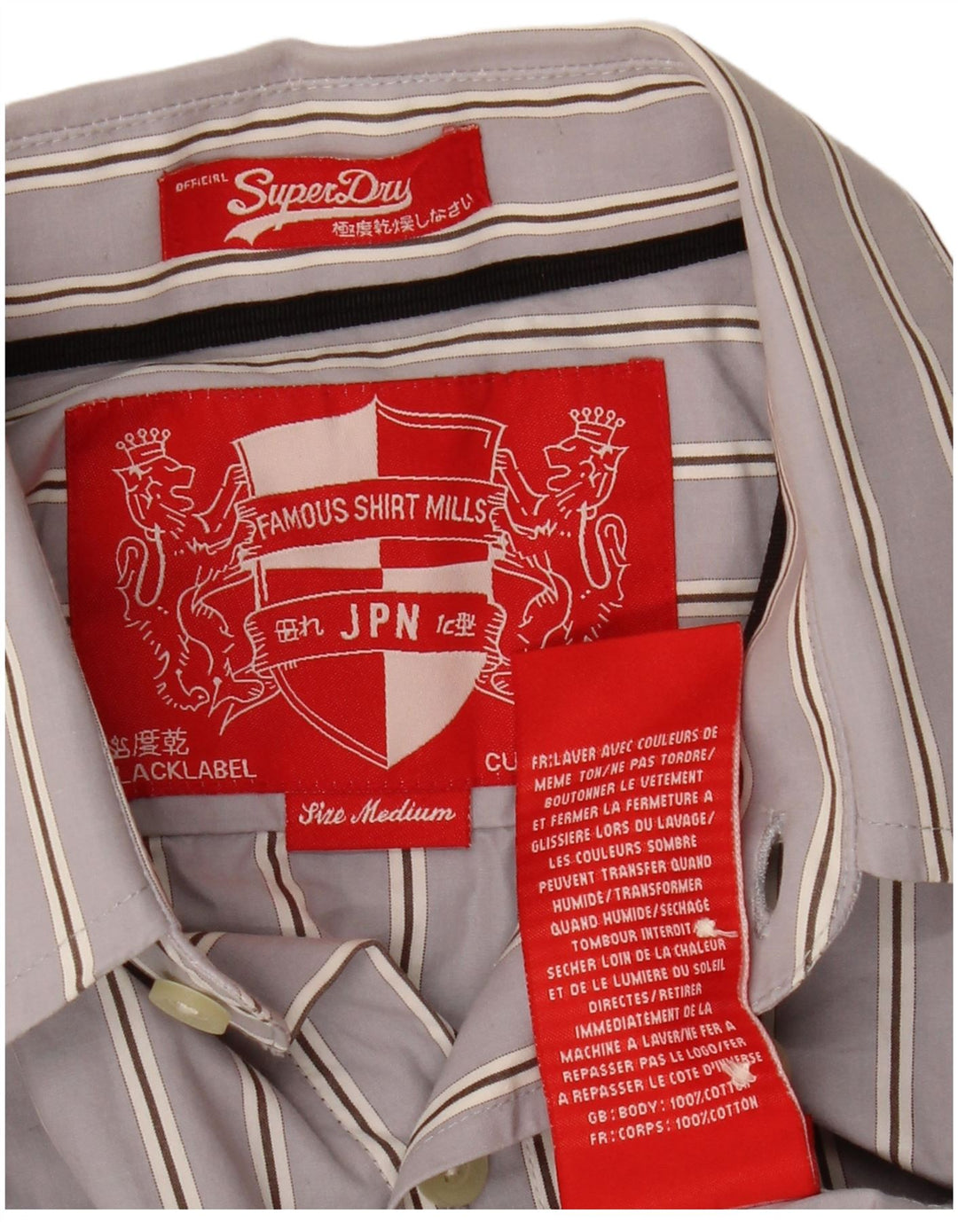 Cămașă pentru bărbați Superdry, bumbac cu dungi gri mediu