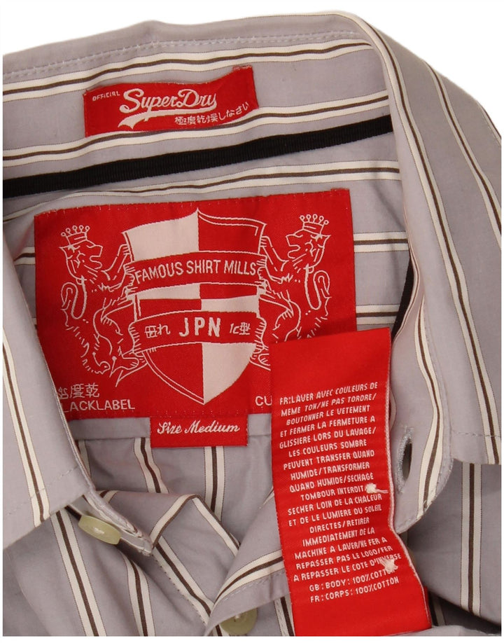 Cămașă pentru bărbați Superdry, bumbac cu dungi gri mediu