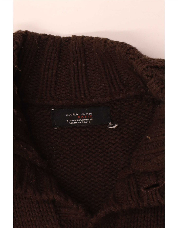 Pulover cardigan pentru bărbați Zara, maro mediu