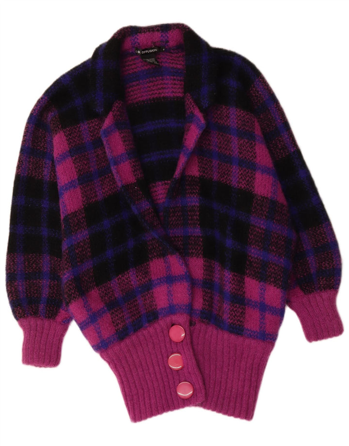 Pulover cardigan cu paragate I.B Diffusion pentru femei UK 10 Small Purple Check