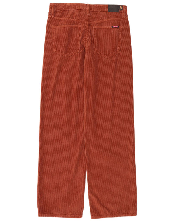 Superdry Pantaloni largi din velur cu talie înaltă pentru femei W28 L32, bumbac maro